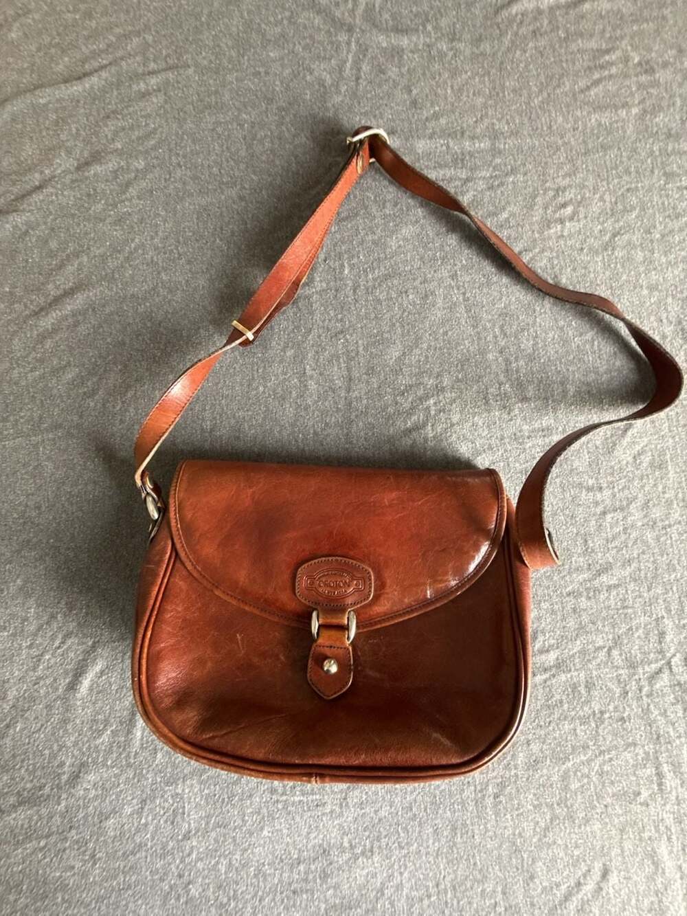 Oroton Australia Genuine Cowhide Brown Leather Crossbody Shoulder Bag